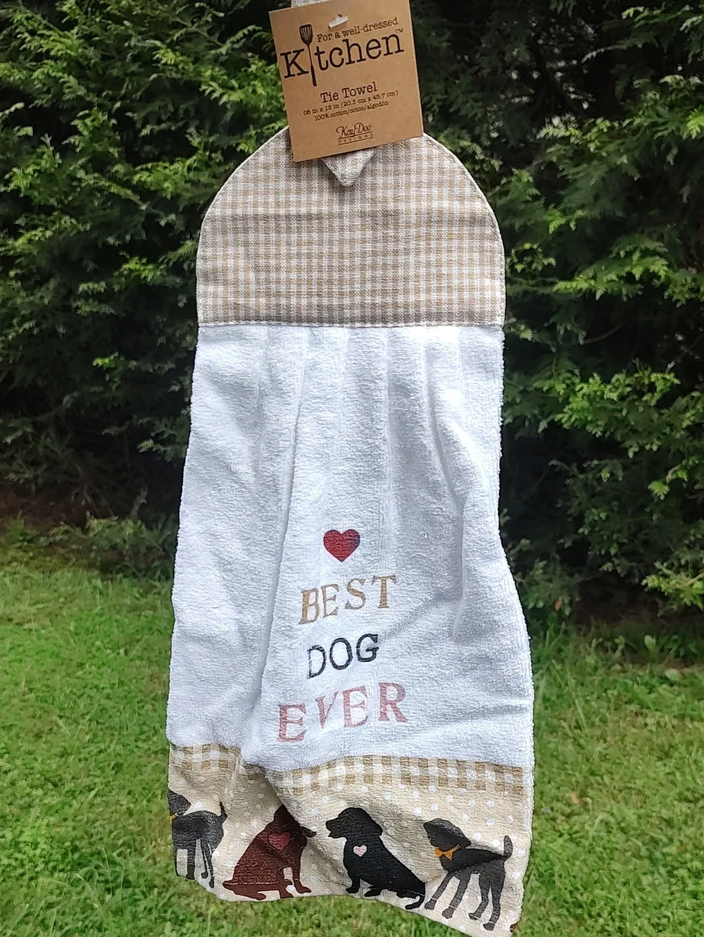 Best Dog Ever Hanging Kitchen Towel - White & Tan 2 Pcs